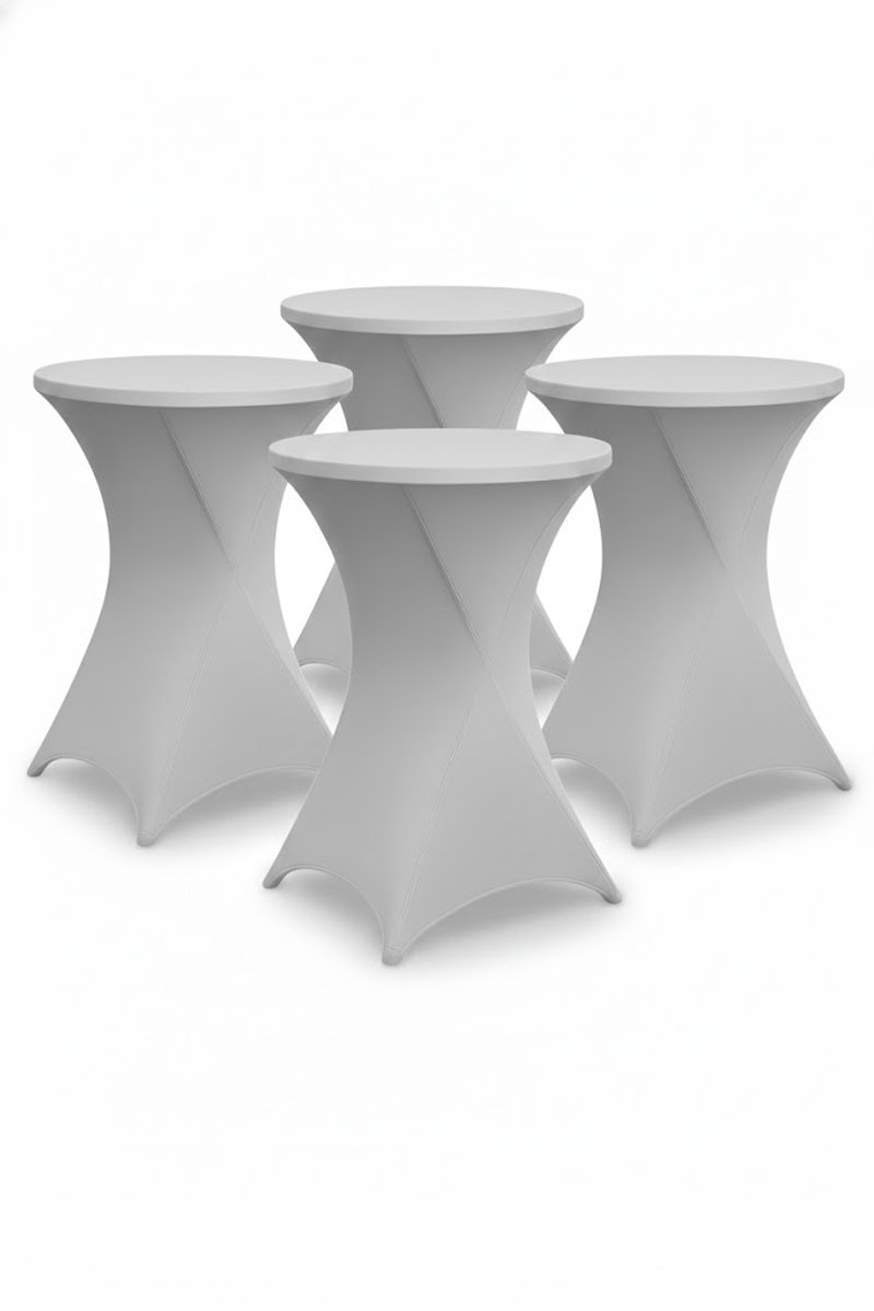 BRASQ Statafelrok Grijs - ∅80-74 x110 cm - Set van 4 - Statafelhoes - Stretch Rok - Tafelrok voor statafel