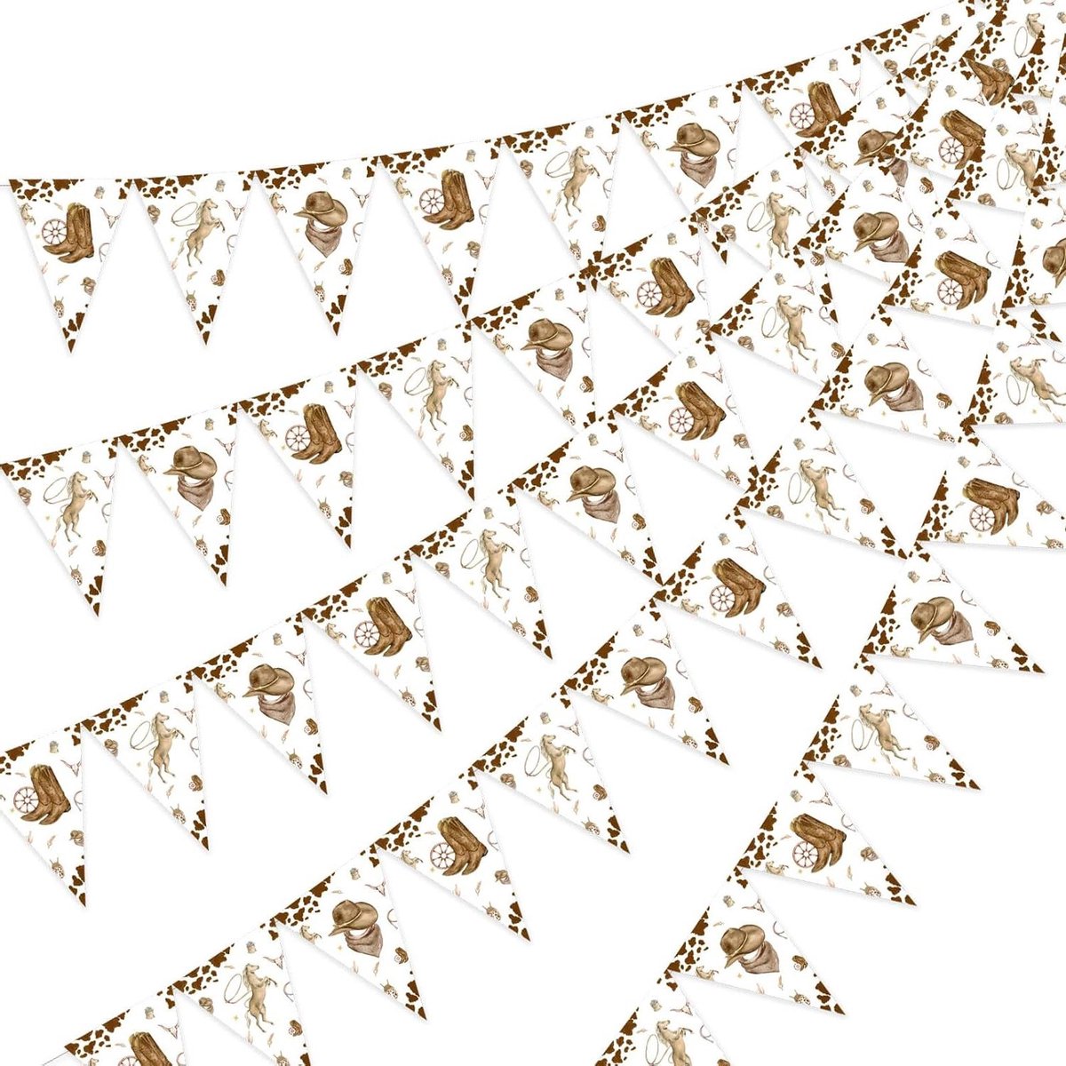   - : Wild West cowboy feestdecoraties - cowboy wimpel banner - bruine koe bandana - rodeo babyshower - boerderij dier banner