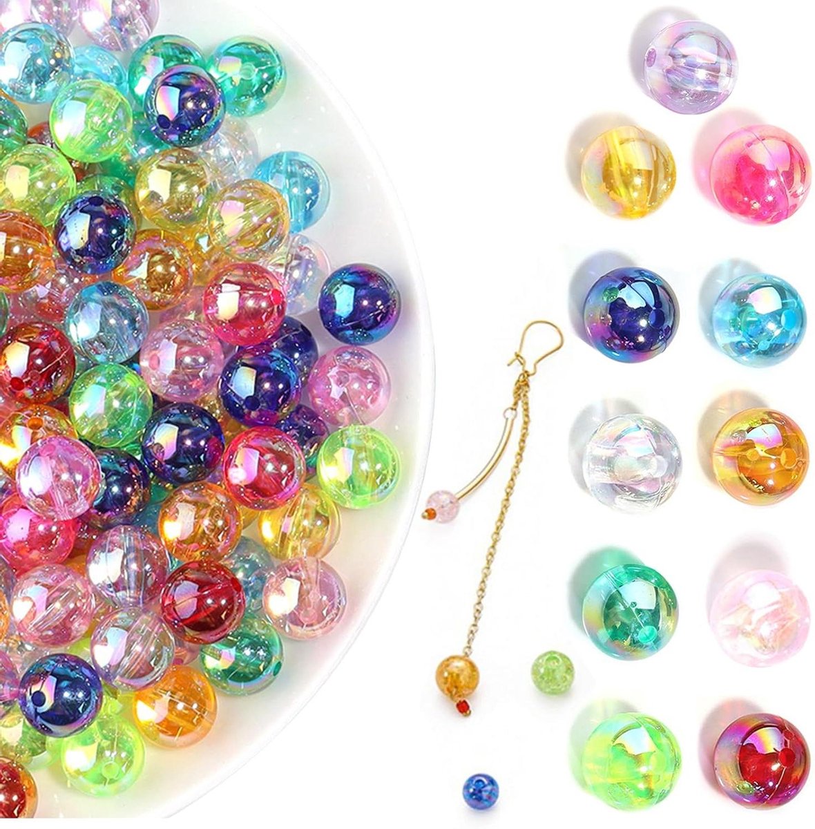   - Acrylkralen 400 stuks 10 mm, kleurrijk en groot voor sieraden maken - Knutselkralen voor armbanden en halskettingen - DIY, rijgen & knutselen