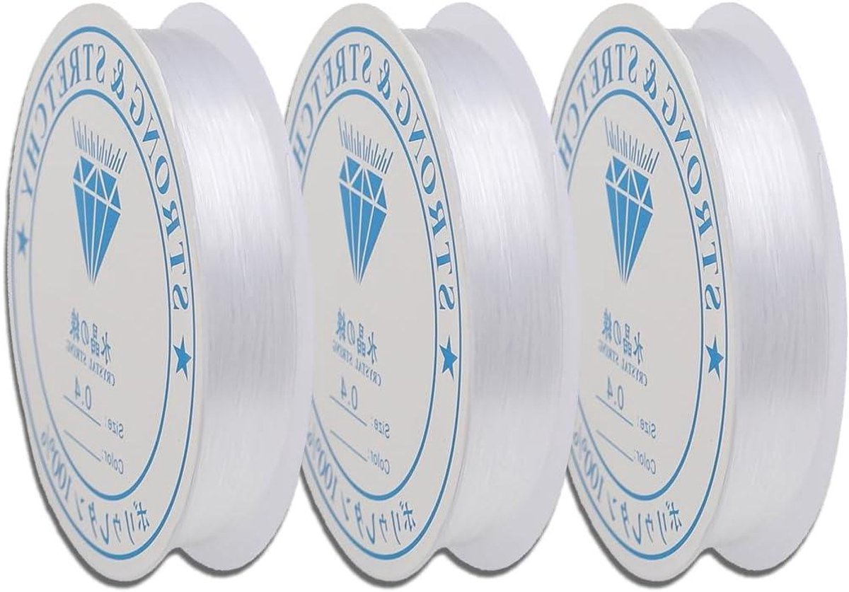 Brenzoos - Elastisch Kralenkoord 3 Verpakkingen (35m per Rol), 0,4mm - DIY Armbanden & Handwerk