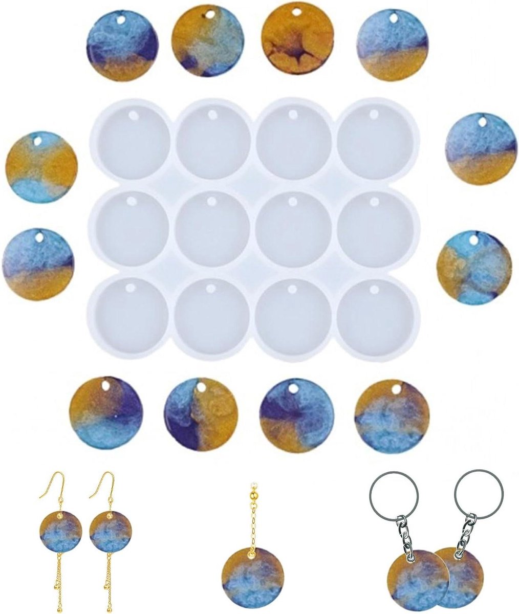   - Epoxyhars siliconen vormen voor doe-het-zelf hangers - Met gaten voor sleutelhanger, huisnummer, sieraden - DIY epoxyhars mallen voor halskettingen en oorbellen
