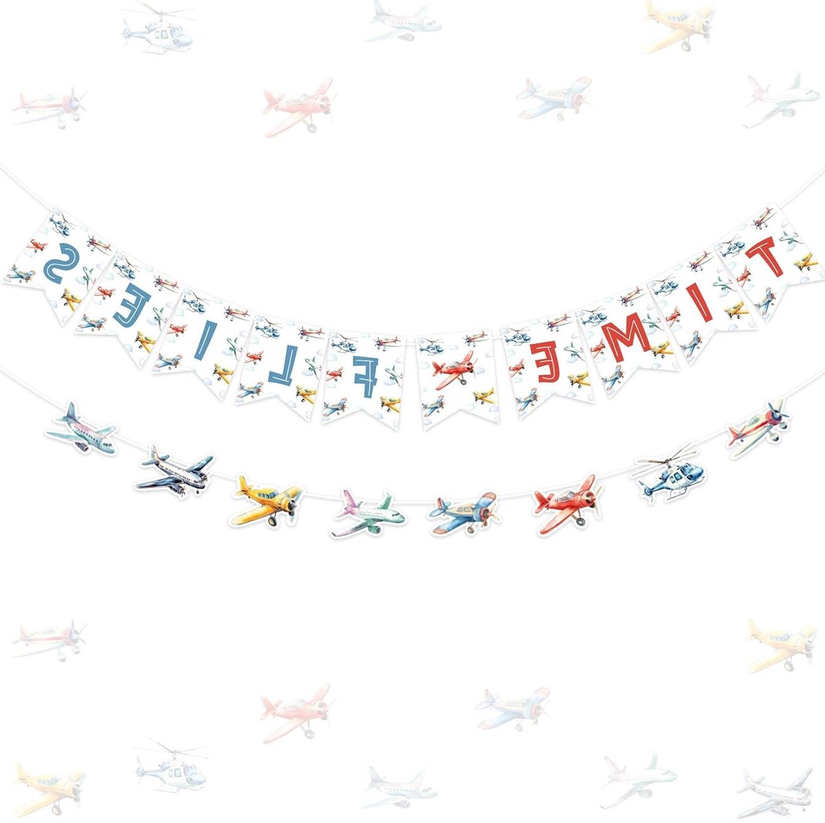  - Feestbanner Garland Vintage Vliegtuig Verjaardagsfeest Decoraties - Tijd Vliegen Thema - Luchtvaart Verjaardag - Feestvliegtuig Decoraties