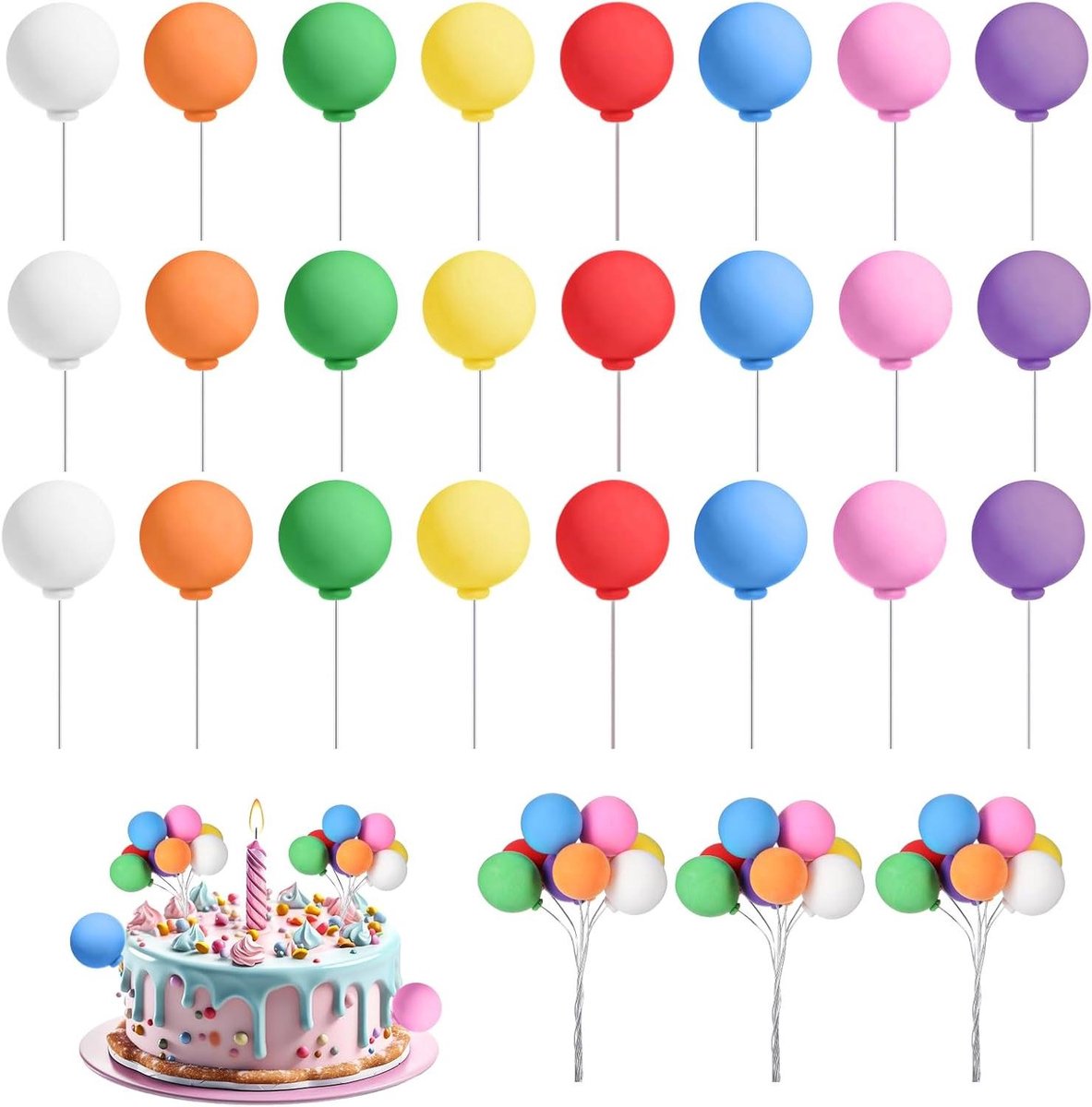 Brenzoos - Feestelijke ballon taart decoraties - 24 stuks - voor verjaardag, babyshower, bruiloft