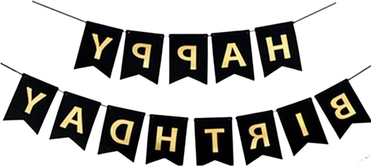   - Feestelijke vlaggetjesslinger voor verjaardag - Wit/Gouden Happy Birthday thema