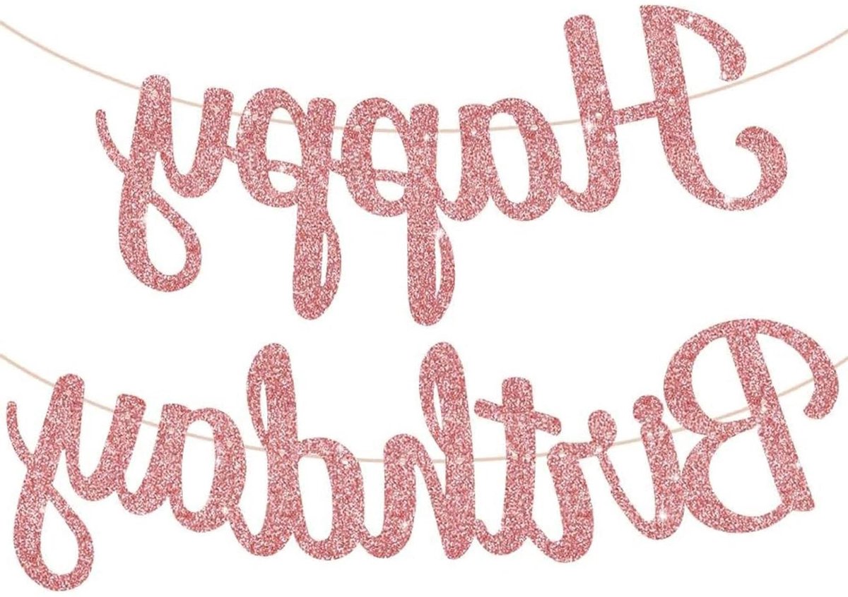   - Glinsterende roségouden Happy Birthday-banner - Zelf te maken - Verjaardagsfeestje decoratiebord - Roze decoratie - Meisjes - Vrouwen