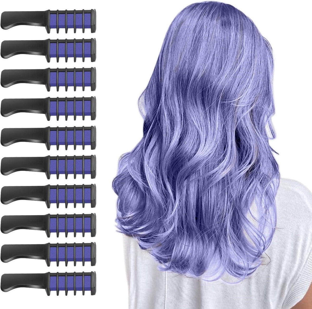   - Haarkrijtkam, 10 stuks, tijdelijke uitwasbare haarkleur voor kinderen, meisjes, verjaardagen, feesten, cosplay - paars