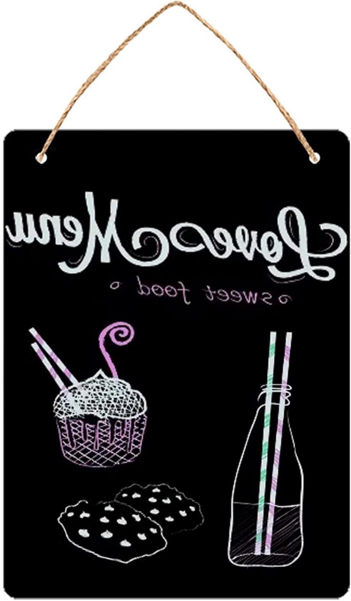   - Klein berichtenbord voor aan de muur - dubbelzijdig uitwisbaar - jute koord - menu - verjaardag - keukenwand