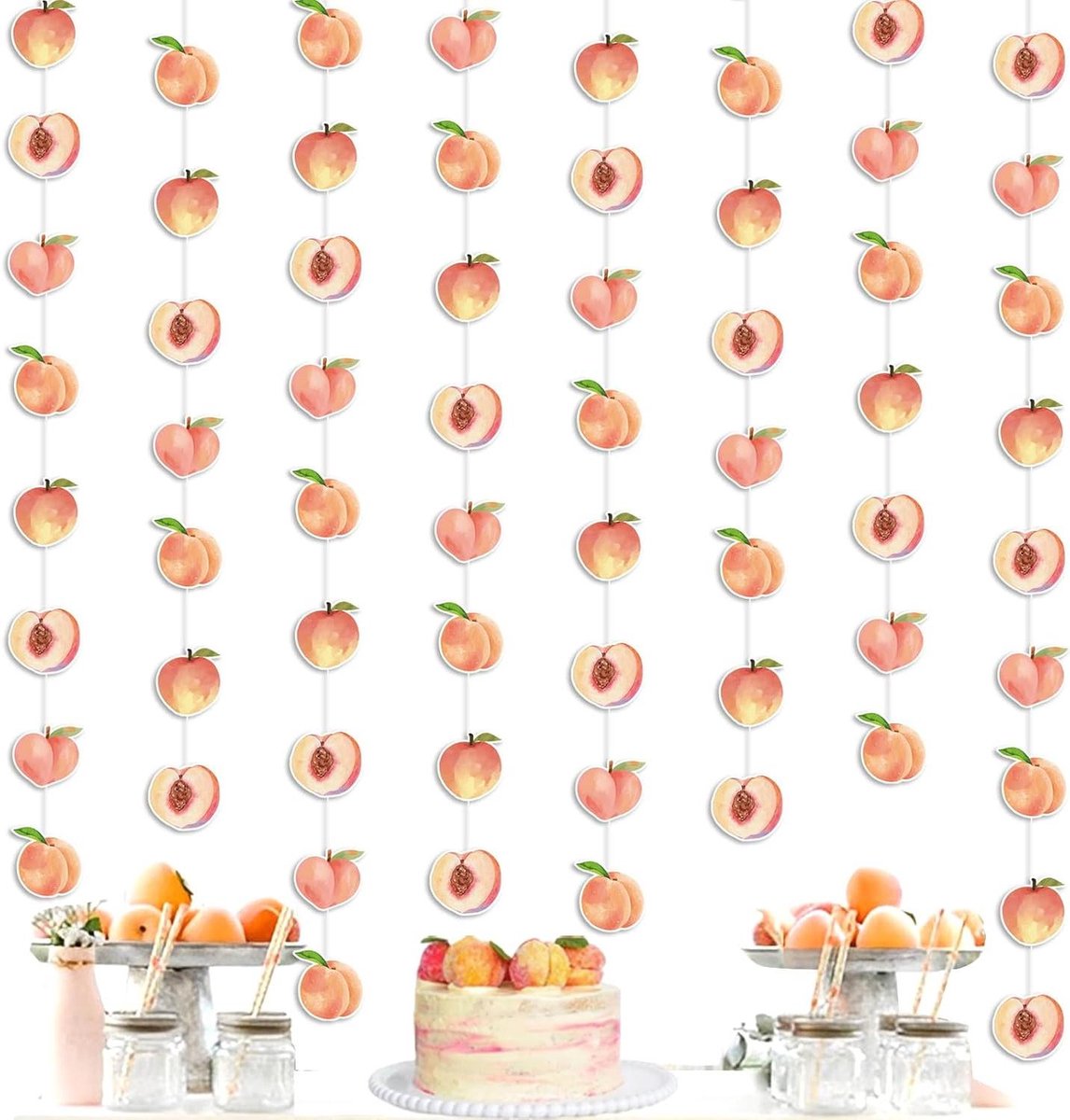   - Peach Party banner - feestdecoratie in fruitthema voor meisjes verjaardag en bruiloft