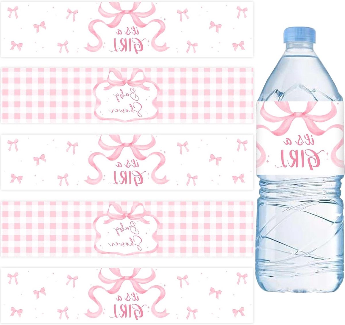   - Roze strik babyshower decoraties voor meisje - Set van 52 stuks