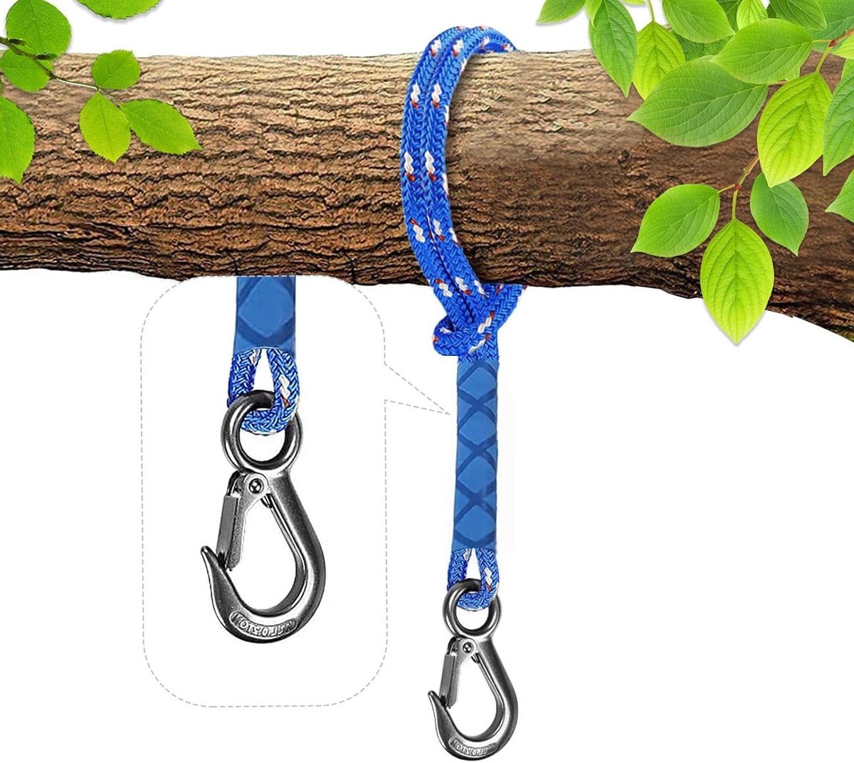   - Schommel/Boom Bevestiging Touw 50 cm - Hangmatbevestiging met   - Outdoor Boom Ophangsnoer - Schommel en Hangmat - Draagkracht 100 kg - 1100 kg - 10 mm Diameter - 1 stuk