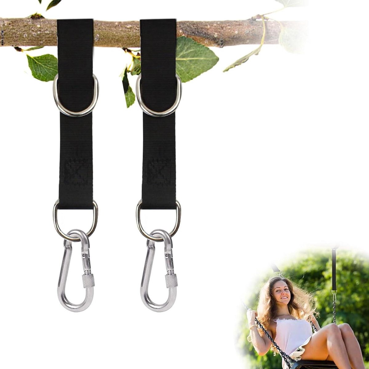   - Schommelbevestiging 2 stuks met karabijnhaken voor snel montage en hangmatten & schommels.