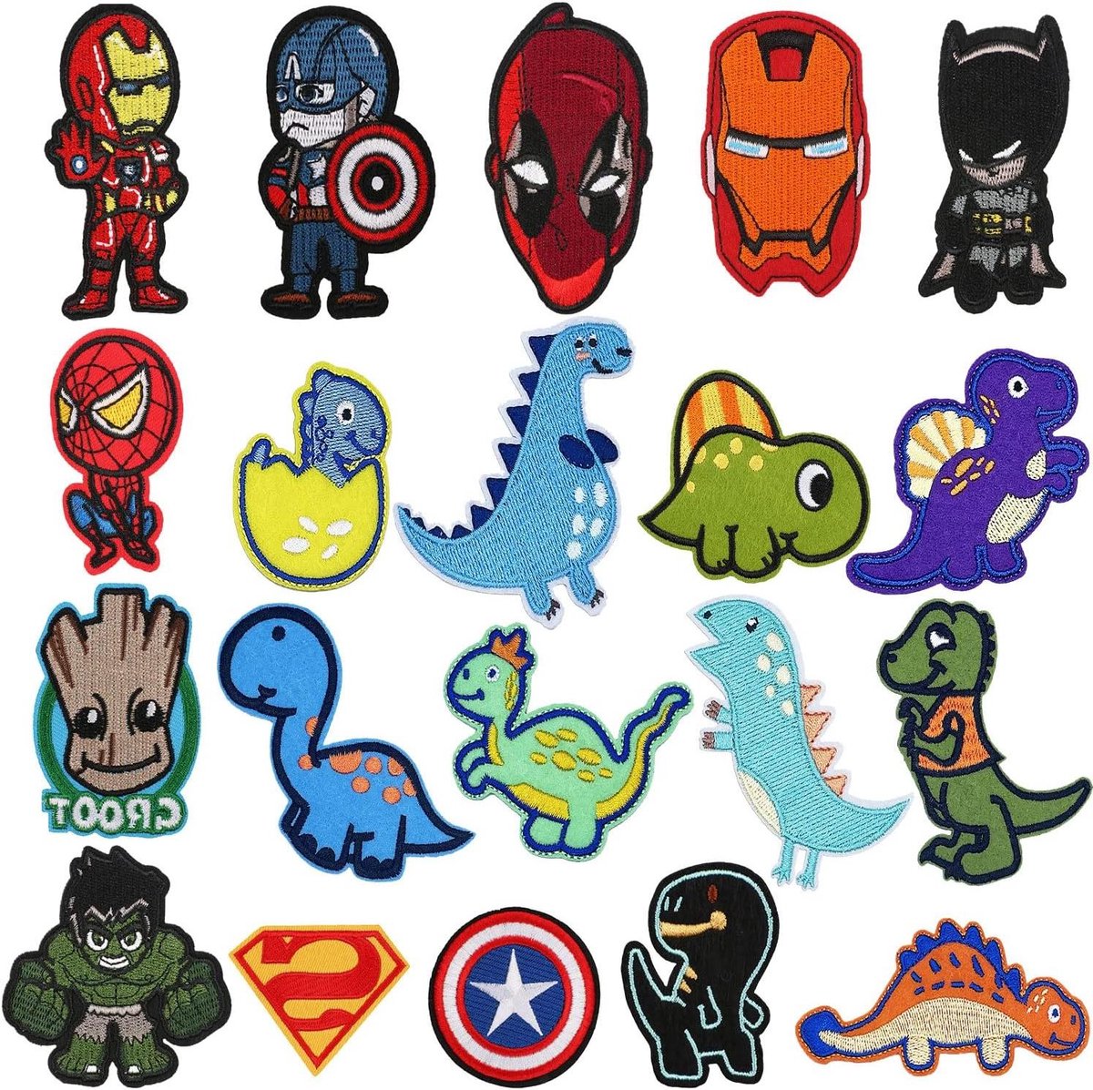 Brenzoos - Strijkpatches voor kinderen - 20 stuks - patch set - meisjes jongens - verschillende ontwerpen