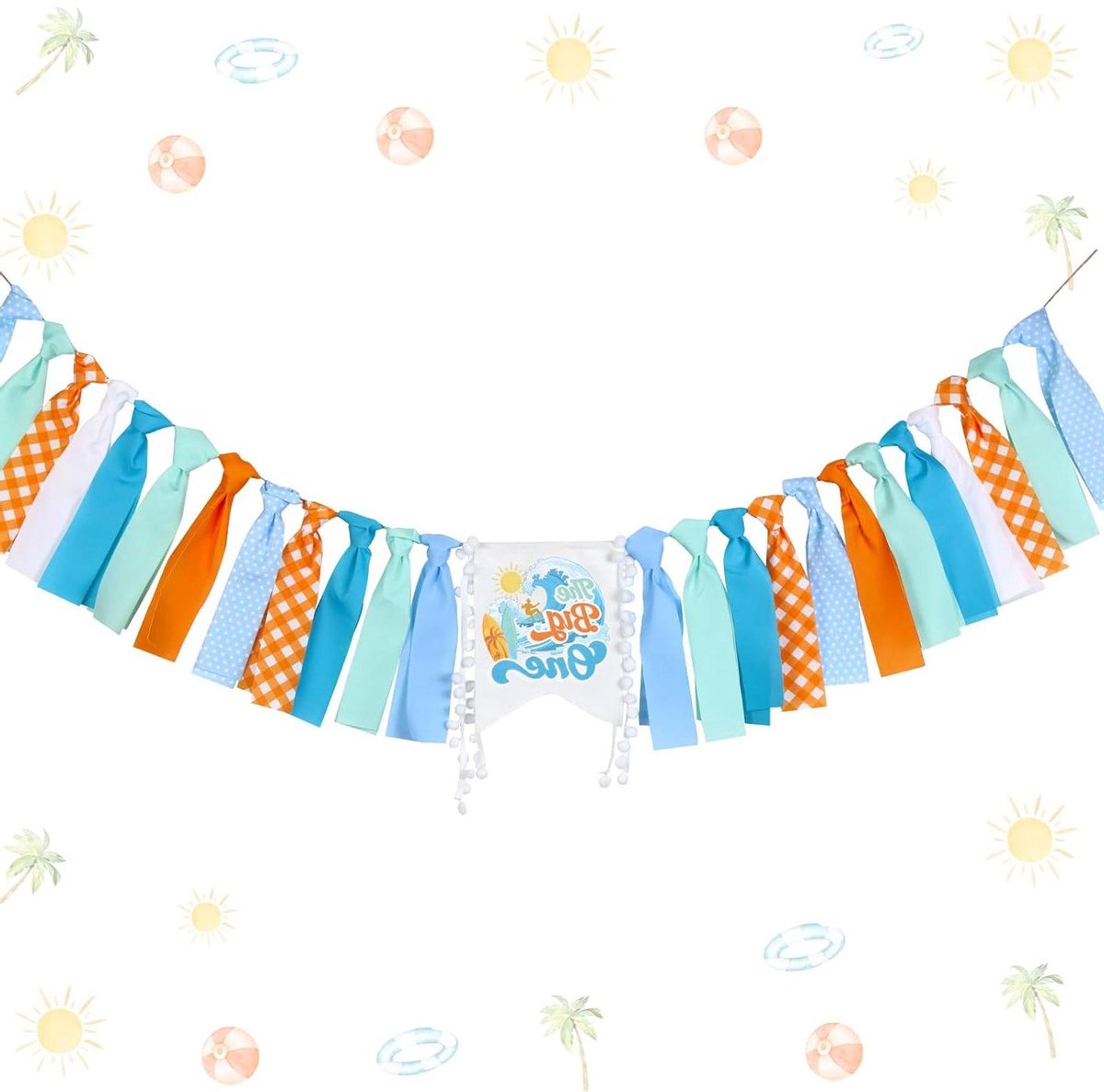   - :The Big One Hoge Stoel Banner voor Jongens - Surfen Thema 1e Verjaardag - Zomer Decoraties - Retro Surf Party Decor - Surfplank - 1e Verjaardagsfeest Decoratie