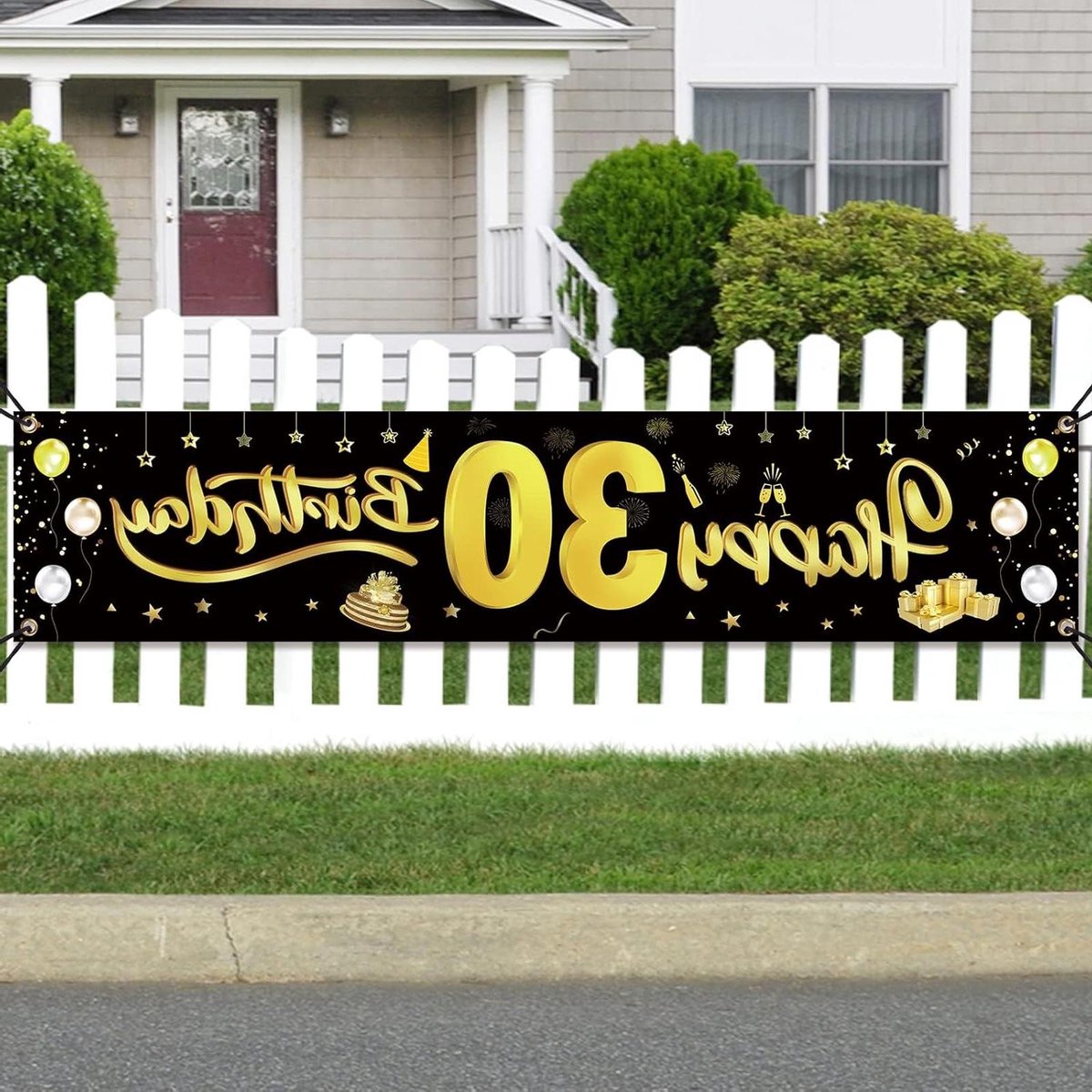   - Verjaardagsdecoratie banner voor 30e verjaardag vrouw - Feestelijke foto prop banner van 210 cm × 40 cm