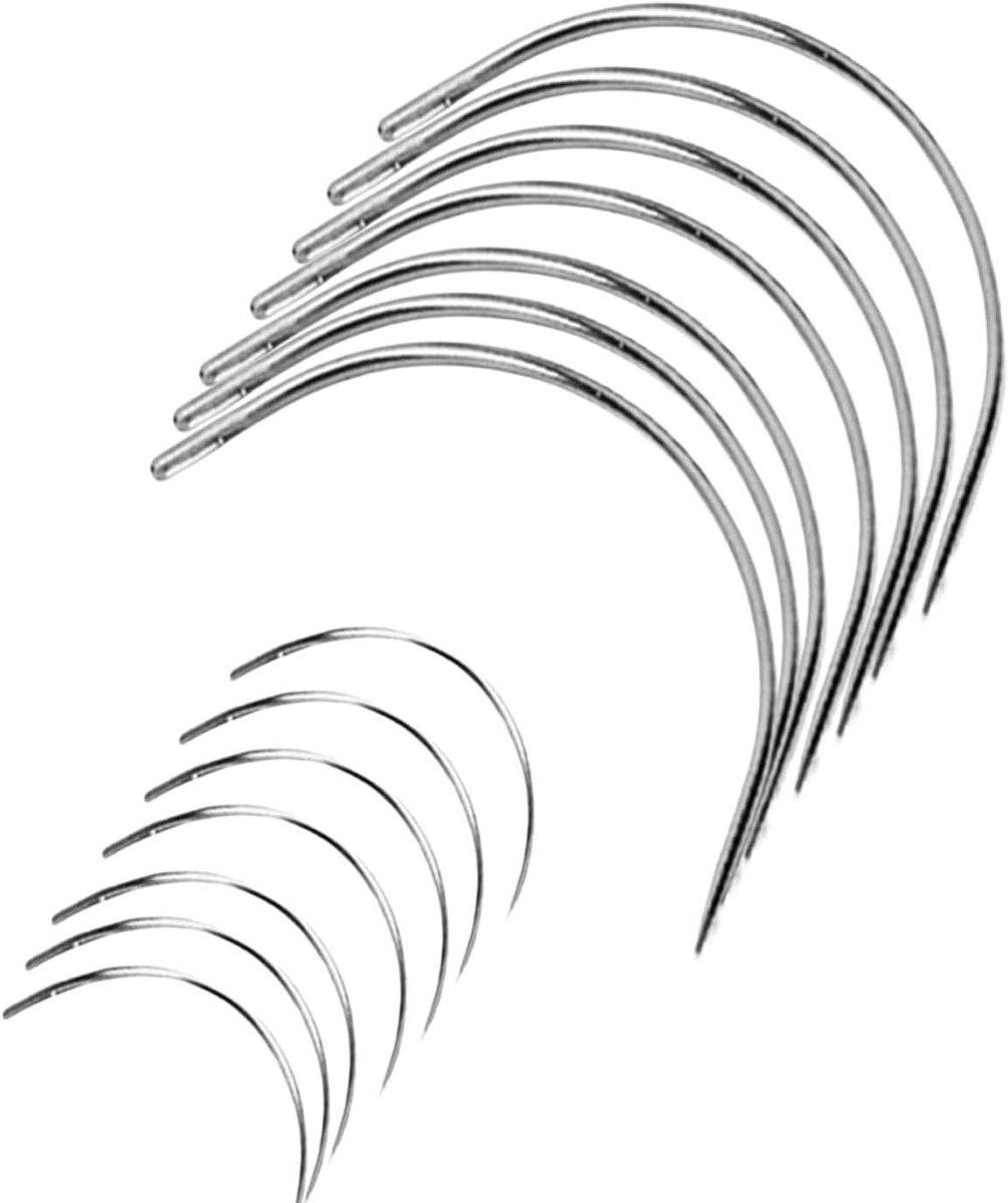 Brenzoos - stoffeerset met 14 gebogen naainaalden voor handwerk, naainaalden set voor bekleding en handborduurwerk met type C weefnaalden.