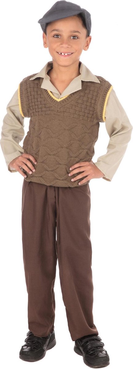 Bristol Novelty Boys Wartime School Boy Costume (Brown/Beige)