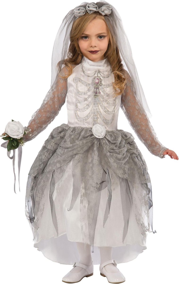 Bristol Novelty Childrens/Girls Skeleton Bride Costume (Grey)