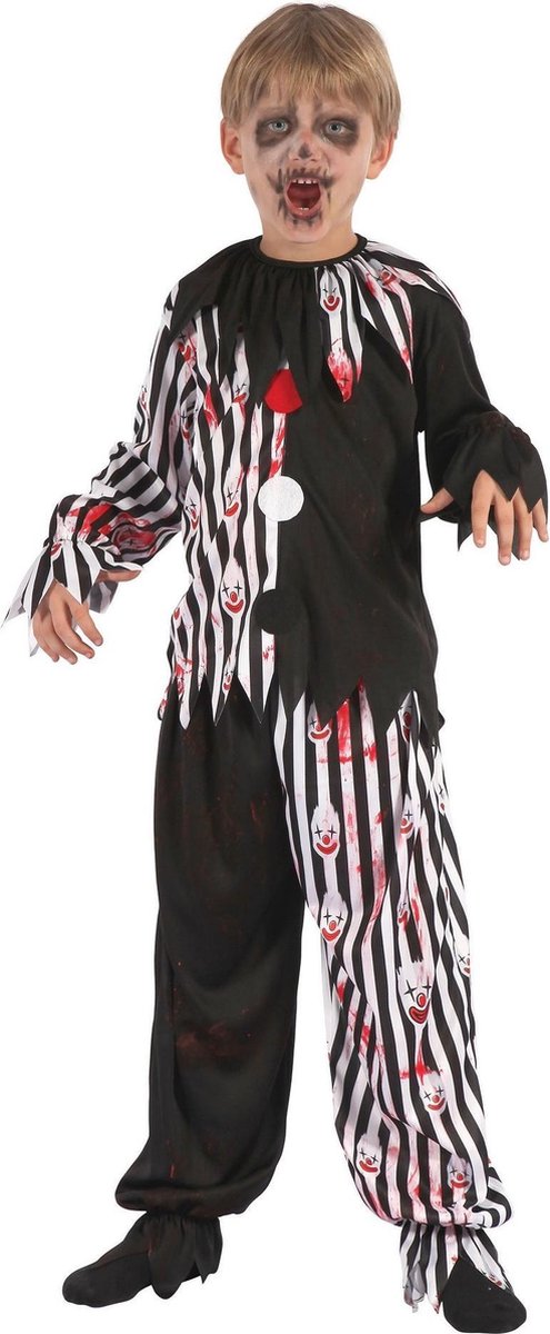 Bristol Novelty Childrens/Kids Halloween Harlequin Clown Costume (Black/White/Red)