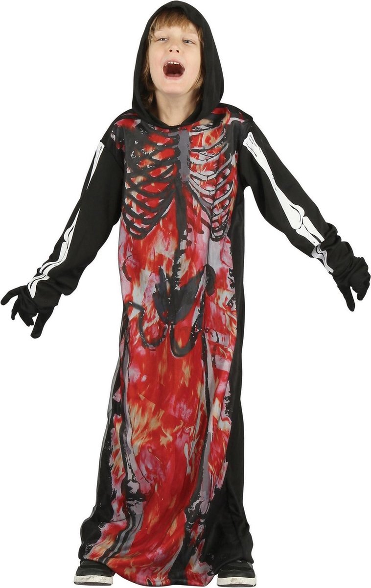 Bristol Novelty Childrens/Kids Skeleton Demon Costume (Black/White/Red)