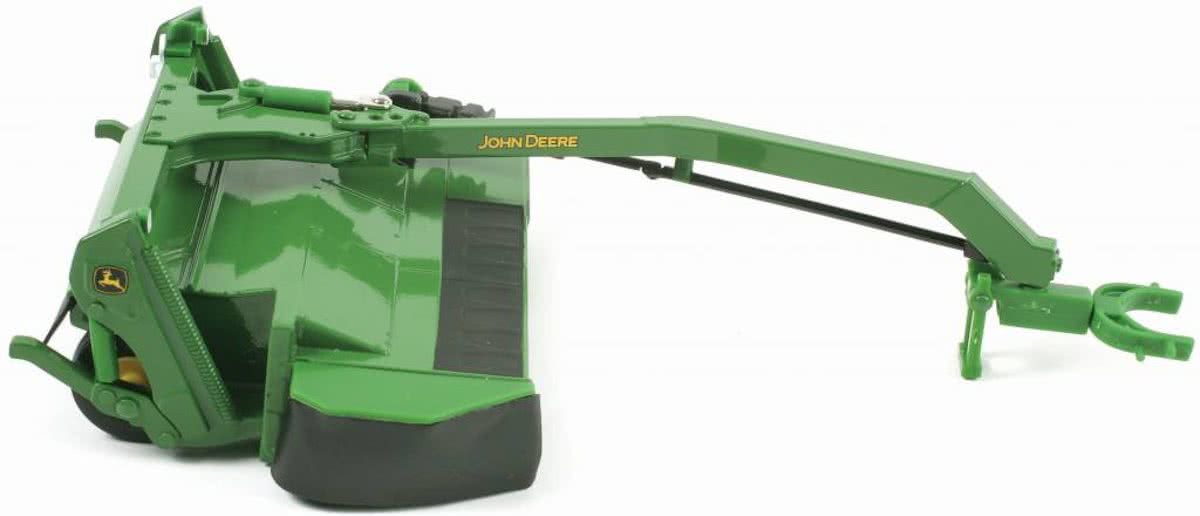 De Britains John Deere maaibinder bestaat uit kunststof onderdelen met metalen delen.