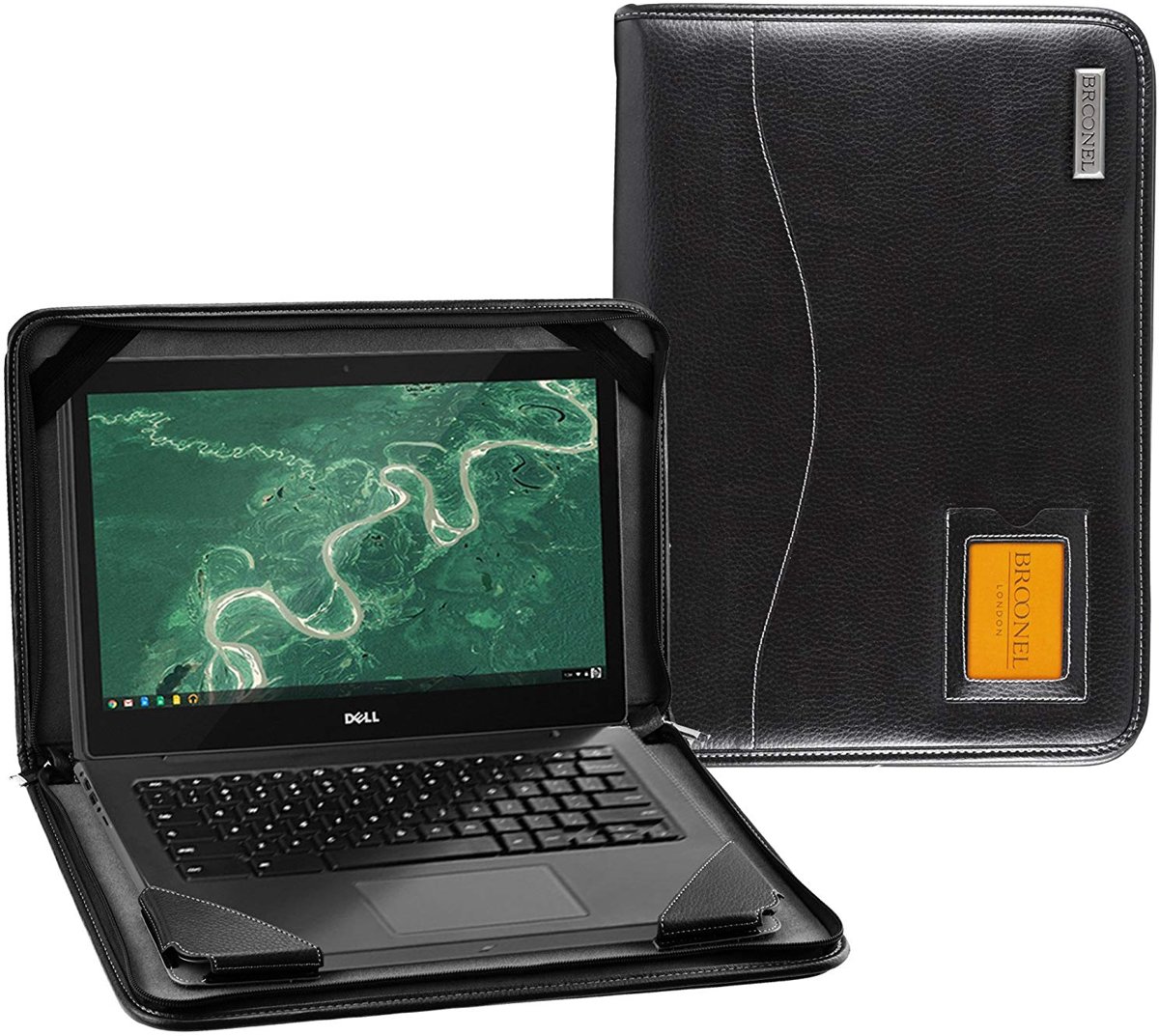 Broonel - Contour Series - Zwarte Heavy Duty Vegan lederen beschermhoes voor de Dell Latitude 12