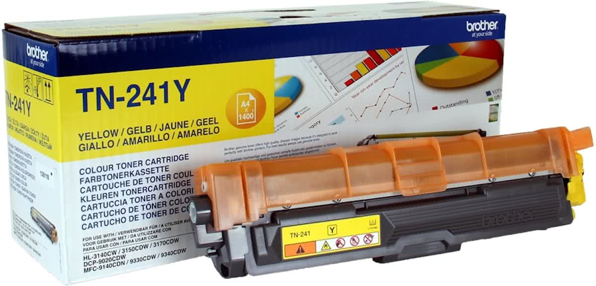 BROTHER TN-241Y   Tonercartridge ( Yellow/Geel )  voor gebruik in HL-3140CW / HL-3150CDW / HL-3170CDW / DCP-9015CDW / DCP-9020CDW / MFC-9140CDN / MFC-9330CDW / MFC-9340CDW