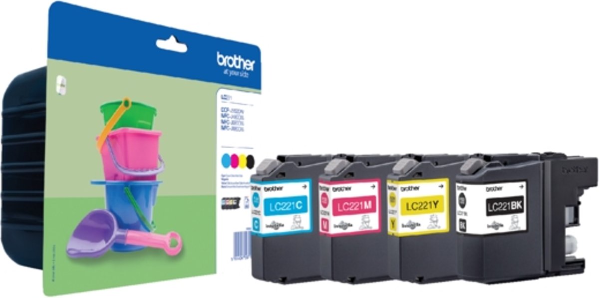 Brother LC-221 - Inktcartridges Zwart / Cyaan / Magenta / Geel