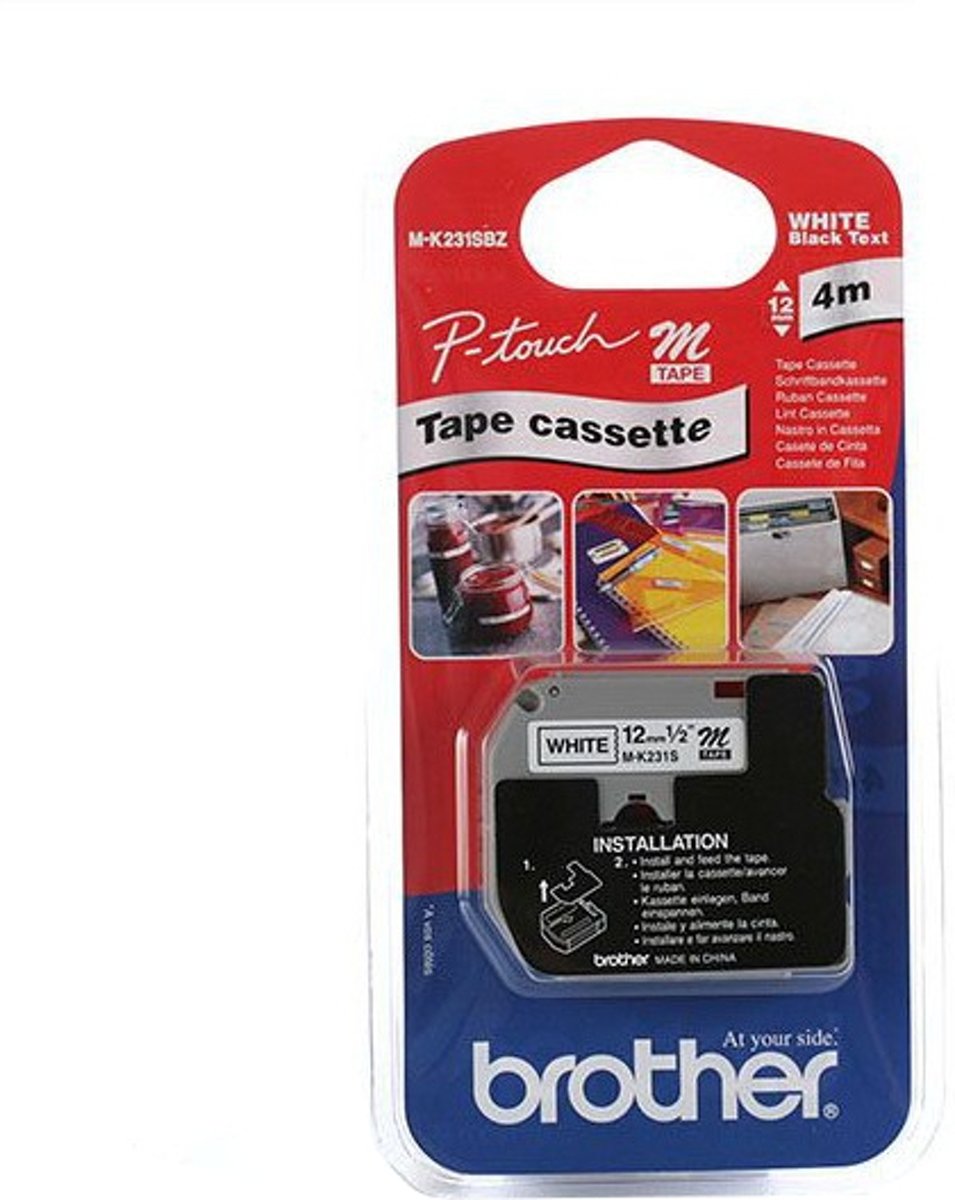 Brother M TAPE black on white 12 MM X 4 M