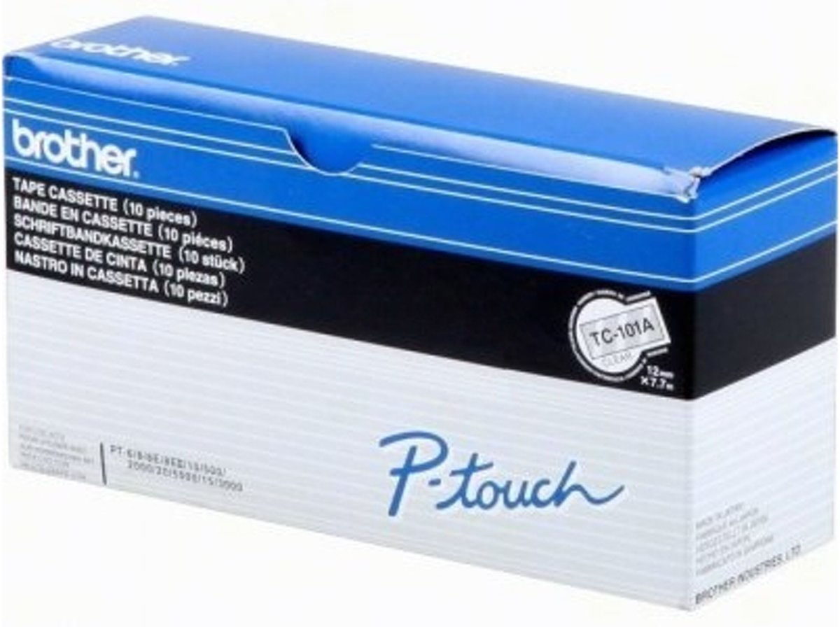 Brother P-TOUCH TAPE BLACK/CLEAR 12MM X 7.7M