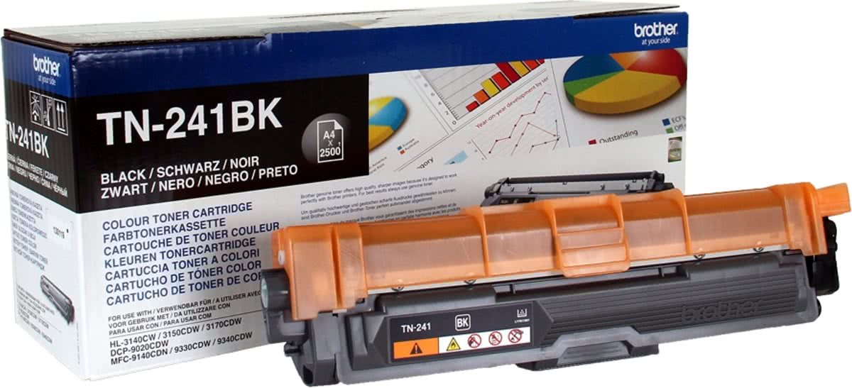 Brother TN-241BK  tonercartridge (zwart / black) voor gebruik in HL-3140CW / HL-3150CDW / HL-3170 CDW / DCP- 9015CDW / DCP-9020CDW / MFC-9140CDN / MFC-9330CDW / MFC9340CDW