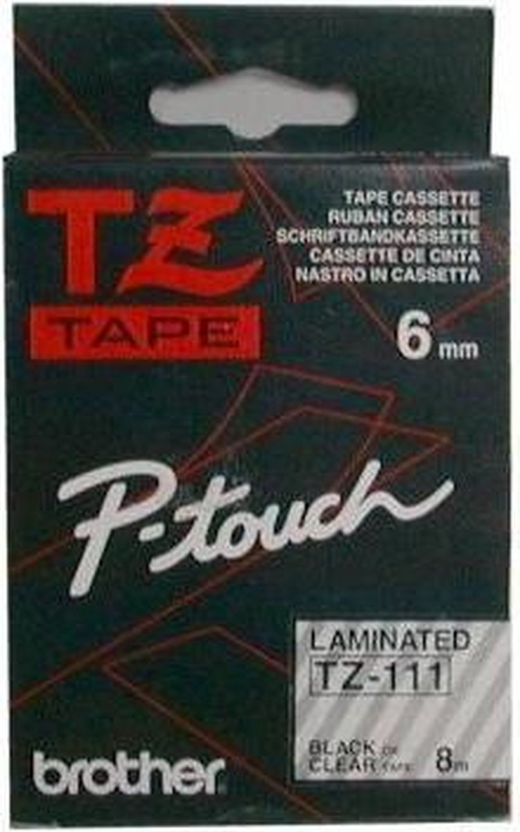 Brother TZ TAPE black on clear 1/4 WIDTH