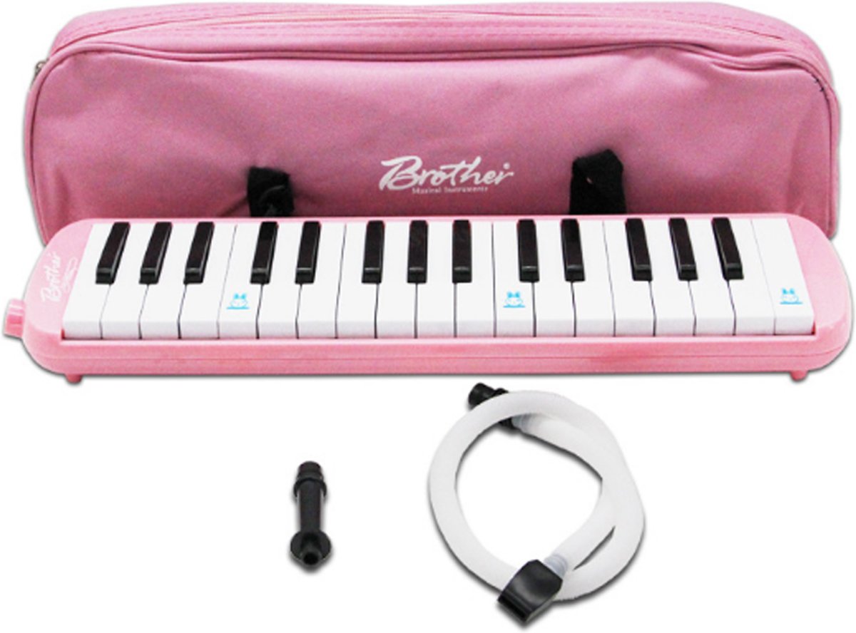 Melodica met tas – Blaas piano / keyboard 32 toetsen – roze