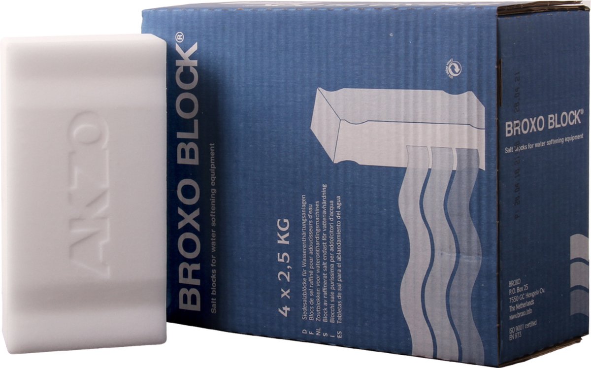 Broxo Block - 4 x 2,5 kg - Regeneratiezout - Onthardingszout zout