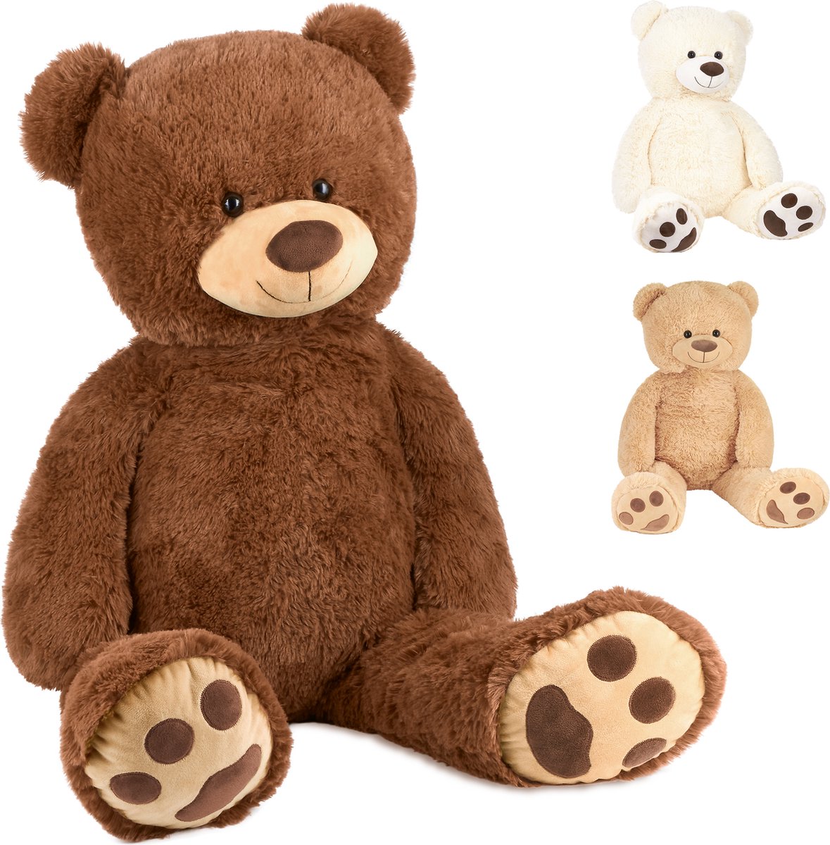 BRUBAKER XXL Teddybeer 100 cm Groot - Bruin - Knuffel Pluche Knuffeldier