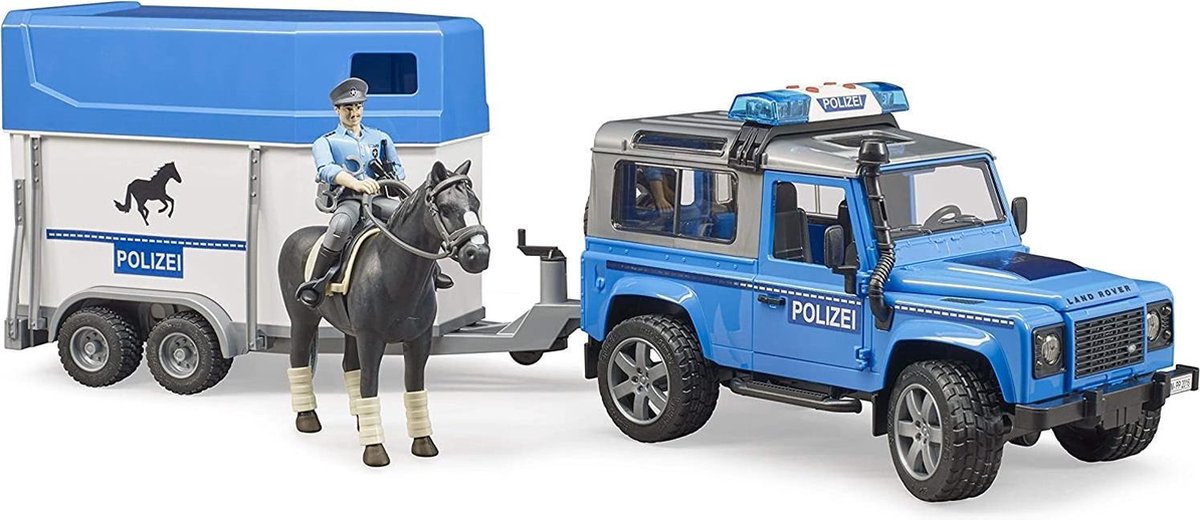   LR Defender met paardentrailer, paard en politieman - 2588