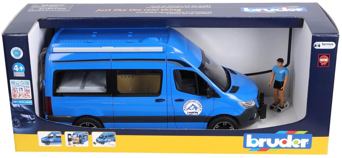   camper speelgoedauto MB Sprinter met chauffeur - blauw.