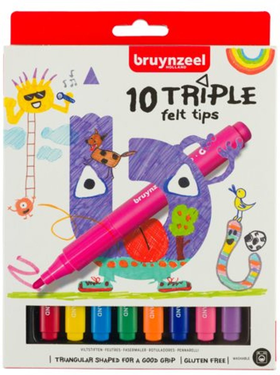 Bruynzeel Kids 10 driekantige viltstiften