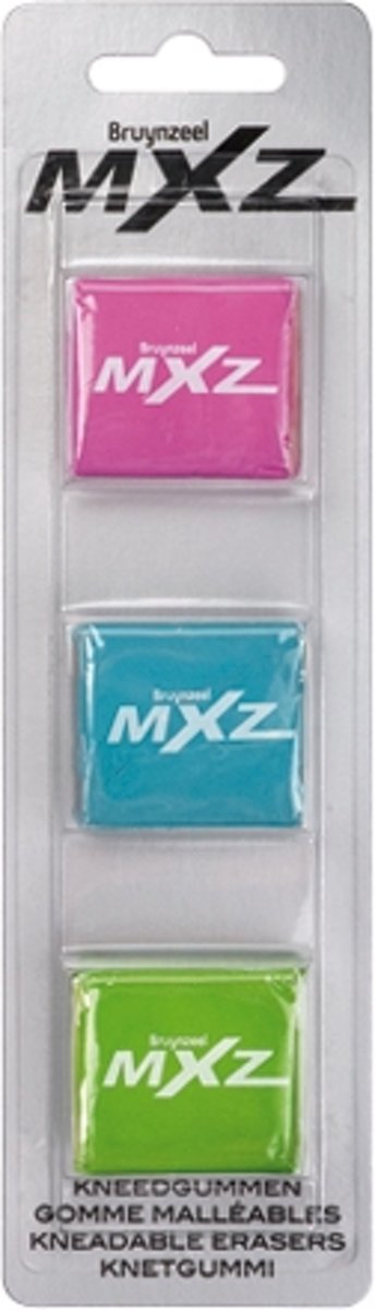 mXz set 3 kneedgummen (3 willekeurige kleuren uit 6 mogelijke kleuren)