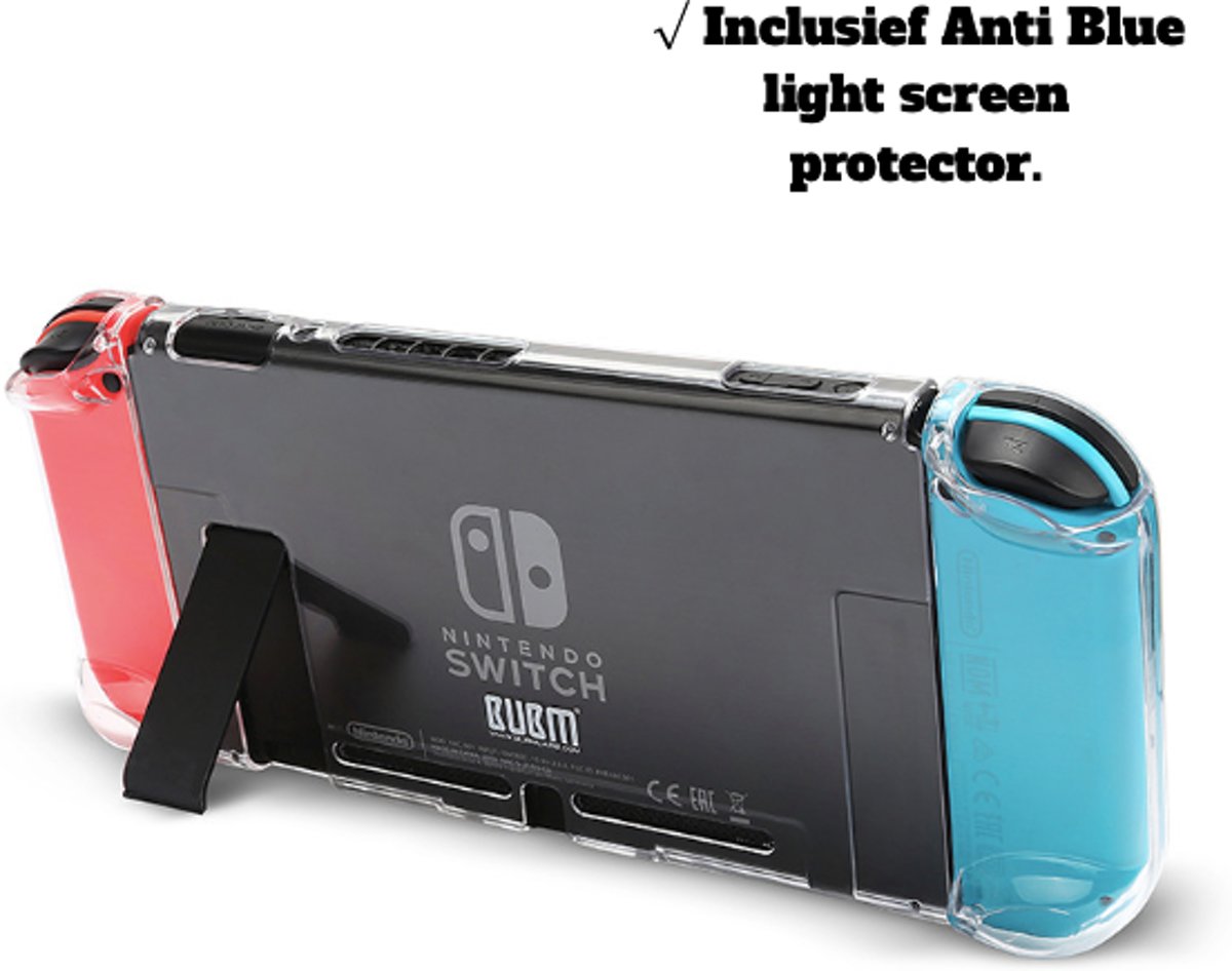 Nintendo Switch transparent case - afneembaar - clear case - Harde Bescherm Case Transparant - Inclusief anti blue light screen protector