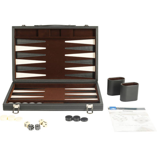 Backgammon ingelegd 38 x 24 cm zwart