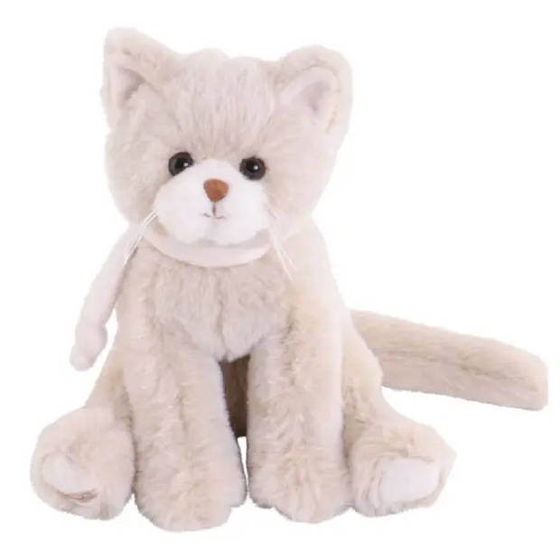   pluche kat/poes knuffeldier - creme wit - zittend - 25 cm - Knuffel huisdieren