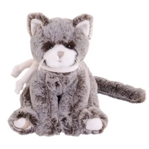   pluche kat/poes knuffeldier - grijs - zittend - 25 cm - Knuffel huisdieren