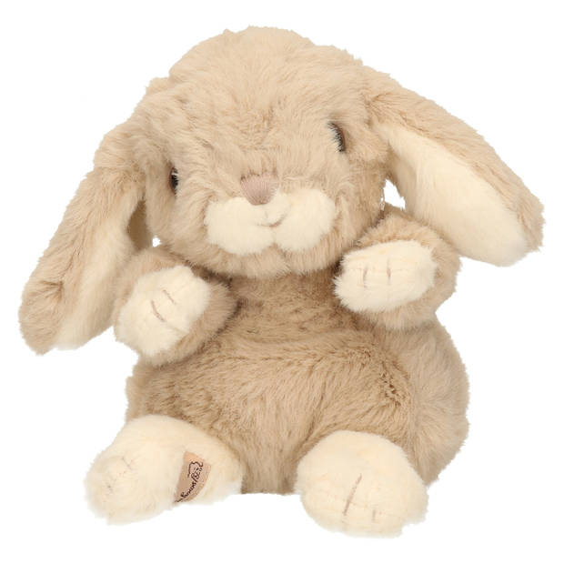 Bukowski pluche konijn knuffeldier - beige - zittend - 15 cm - Knuffel huisdieren