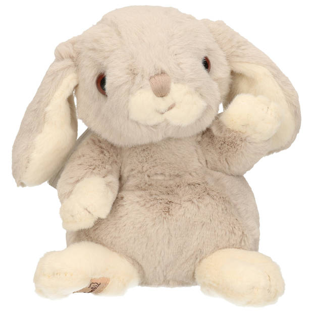   pluche konijn knuffeldier - lichtgrijs - zittend - 15 cm - Knuffel huisdieren