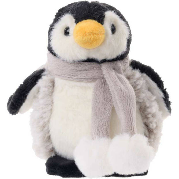   pluche pinguin knuffeldier - grijs/wit - staand - 15 cm - Knuffel zeedieren