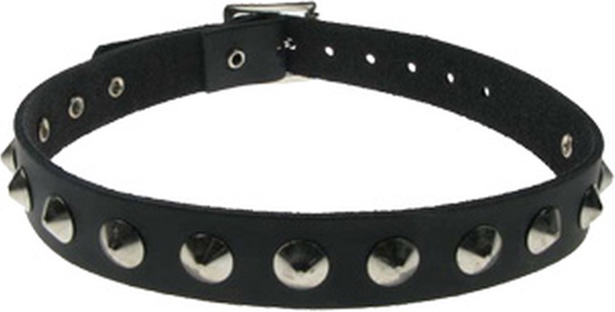 Bullet 69 Funky Punk Choker 1 row conical Zwart/Zilverkleurig