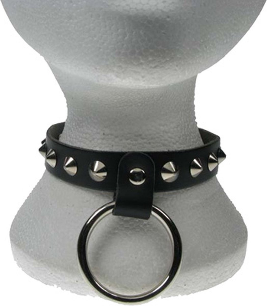 Bullet 69 Funky Punk Choker 1 row conical and medium ring Zwart/Zilverkleurig