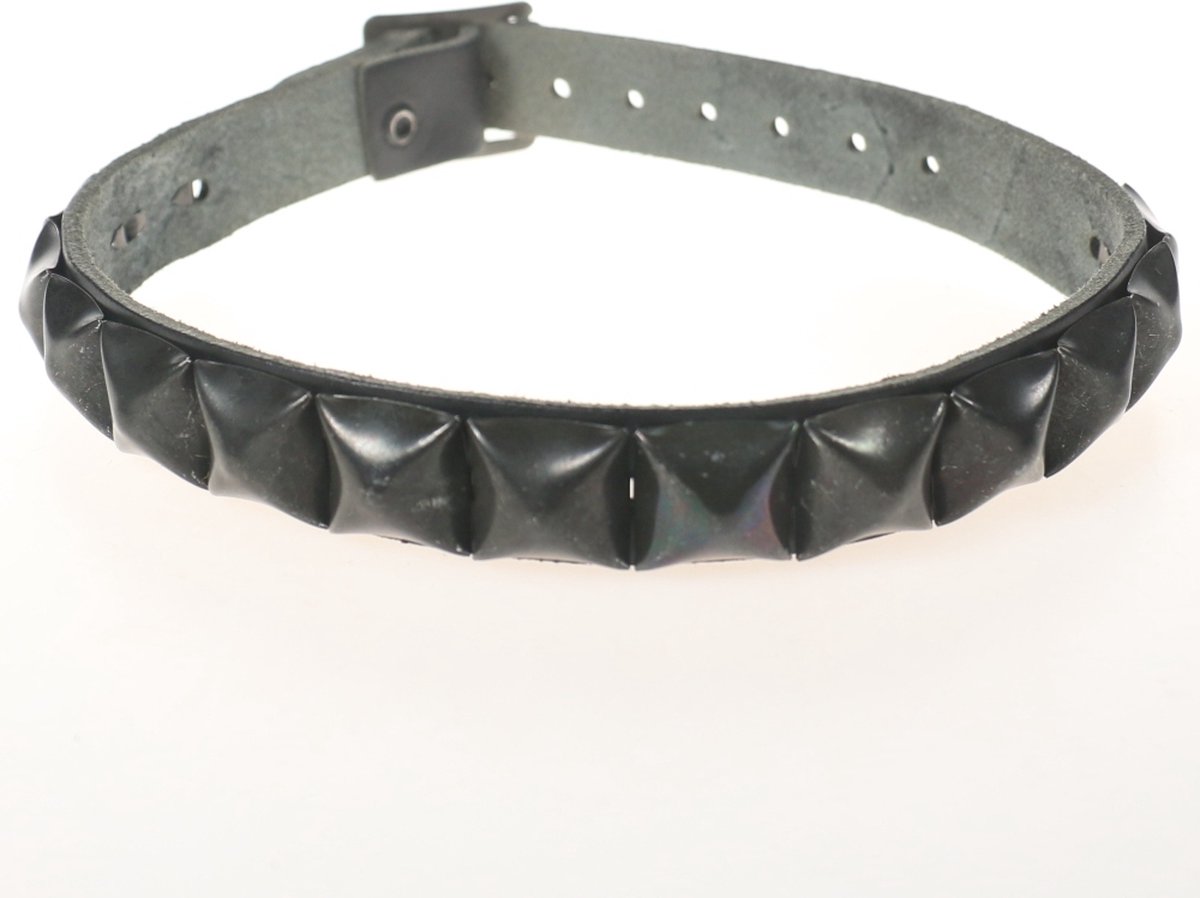 Bullet 69 Funky Punk Choker Metallic Black Pyramid Stud Zwart/Zwart