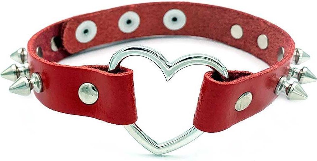 Bullet 69 Funky Punk Choker Spike with Heart Rood/Zwart