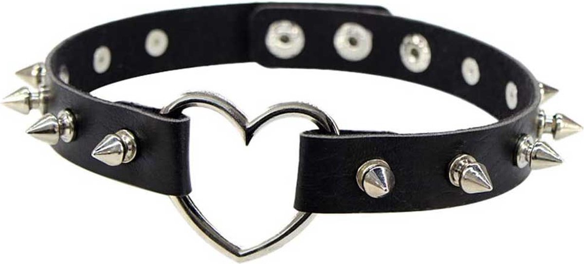 Bullet 69 Funky Punk Choker Spike with Heart Zwart/Zwart